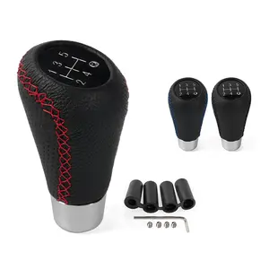 Phổ màu đen da 5 tốc độ hướng dẫn sử dụng bánh Shift Knob Đỏ khâu xe bánh Stick Shift Knob đòn bẩy