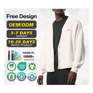 Suéter con Certificación BSCI, Fabricante de Suéteres, Logotipo Personalizado, Suéter Cardigan de Punto con Botones, Cuello en V, Algodón Grueso para Hombre - Product Image 1