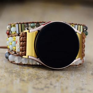 Bijoux natifs pour femmes cristal pierres naturelles sur bouton argent personnalisé pour Samsung pour <span class=keywords><strong>Galaxy</strong></span> <span class=keywords><strong>Watch</strong></span> <span class=keywords><strong>4</strong></span> <span class=keywords><strong>bracelet</strong></span> 22mm tissu matériel - Product Image 6