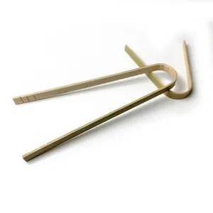 Renewable Mini Bamboo Tongs - Compostable Small Wooden Serving Utensils for Eco-Conscious Catering Events