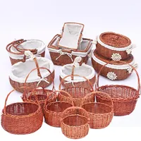 Wholesale Empty Gift Christmas Wicker Woven Small Wicker Hamper Willow Wicker Gift Storage Basket For Gifts Christmas