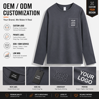 T-shirt à manches longues en coton épais 230 GSM pour homme, coupe ample, épaules tombantes, style streetwear basique, couleur unie, personnalisable avec logo OEM/ODM
