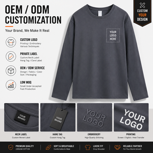 เสื้อยืดแขนยาวผู้ชาย ผ้าคอตตอนหนา 230GSM ทรงหลวม ไหล่ตก สไตล์สตรีทแวร์พื้นฐาน สีพื้นลำลอง รับสกรีนโลโก้ OEM/ODM - Product Image 3