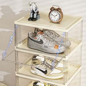 Boîte à chaussures pliable transparente en plastique blanc Haogle - Organisateur de bureau multifonctionnel et rangement pour chaussures - Product Image 3