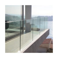 Système de balustrade en verre trempé moderne sans cadre en forme de U pour couloir, escalier, conception de balustrade