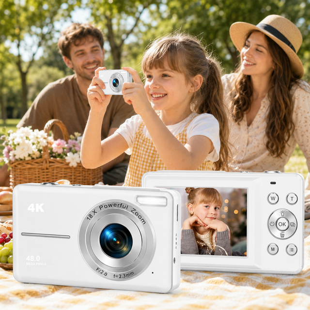 DC02S Portable 4K Mini Digital Camera CMOS Sensor Vlogging Camera for Kids Students and Beginners Digital Cameras