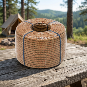 Corde de camping en coton naturel de qualité supérieure, couleur camel, écologique, biodégradable, pour la construction de tentes, la randonnée, le camping en plein air - Product Image 1