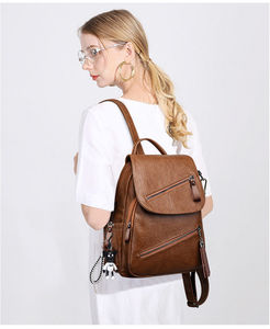 Wholesale Fashion Casual Luxury Multifunction <b>Backpack</b> for Women PU Leather Shoulder Bag Teenager School <b>Backpack</b> for Woman - Product Image 2