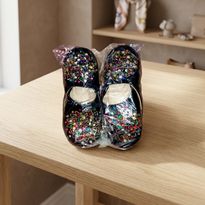 Chaussures d'intérieur en cuir véritable violettes, broderie de strass, motif floral, bout pointu, semelle intermédiaire en mousse amortissante, doublure en microfibre - Product Image 2