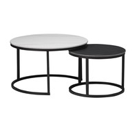 Ensemble de table basse en marbre rond moderne du milieu du siècle avec cadre en métal argenté ensemble de table basse imbriquée pour salon décor à la maison