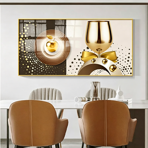 Nouvelle Décoration de <span class=keywords><strong>Restaurant</strong></span> 2026 : Tableau Mural Moderne de Luxe en Porcelaine Cristalline Abstraite, Peinture Couteau <span class=keywords><strong>Fourchette</strong></span> Verre à Vin - Product Image 4