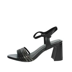 Marco Tozzi Sandalia con tacón para mujer, color negro, 2-28383-42, punta cuadrada, correa en el tobillo - Product Image 1