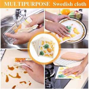 Eco-Friendly Stocked Custom Design Fruit Reusable Polyester Customizable Dish Sponge <b>Cloth</b> Swedish Dishcloth <b>Kitchen</b> Promotional - Product Image 5
