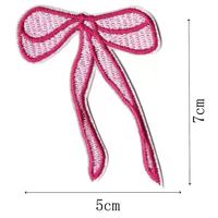 Magnifiques patchs thermocollants en tissu non tissé PVC écologique, brodés de nœuds papillon alphabet roses et de perles, personnalisables pour enfants