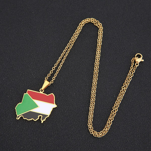 <span class=keywords><strong>Carte</strong></span> africaine de qualité personnalisée la République du Soudan <span class=keywords><strong>carte</strong></span> collier drapeau émail <span class=keywords><strong>carte</strong></span> en forme de pendentif collier en acier inoxydable - Product Image 5