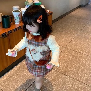 Child Star Circle Girls Fleece Lined Vest Dress Plaid Sleeveless Autumn <b>Winter</b> Princess First Birthday Dress Washable - Product Image 2