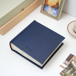 Carnet de souvenirs en cuir bleu marine sur mesure, papier italien, pages photo autocollantes, <span class=keywords><strong>album</strong></span> de scrapbooking cousu - Product Image 6