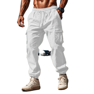 กางเกงวิ่งลำลองผู้ชายคุณภาพสูง ระบายอากาศได้ดี กันน้ำ ยืดหยุ่น สไตล์ทหาร มีกระเป๋าหลายช่อง แบบเรียบ - Product Image 1