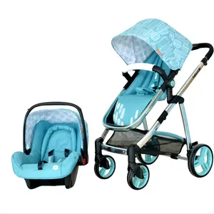 Babyster 4 wheels Aluminum frame baby stroller 3 in 1 with carrycot and carseat