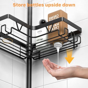 Organizador de Ducha Ajustable de Acero Inoxidable Resistente a la Oxidación, Estante Esquinero para Baño con Barra de Tensión y 4 Cestas - Product Image 5
