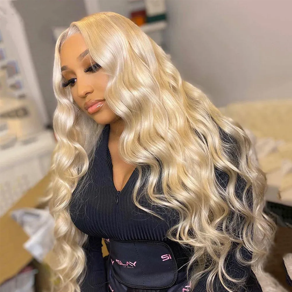 Hair Frontal Lace Wig 180% Density Raw Virgin Indian Hair 13X6 613 Blonde Body Wave HD Transparent Lace Frontal Human Hair Wigs For Black Women