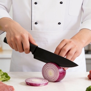 Juego de 7 cuchillos de cocina comerciales de acero inoxidable 3CR13 de alta resistencia con mango de PP, bloque de cuchillos y tijeras para restaurante y catering. - Product Image 2