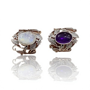 925 Sterling Silver Bezel Setting Oval Shape Cut Gemstones Lightweight Rainbow Moonstone Handmade Gemstones <b>Rings</b> For Wholesale - Product Image 1