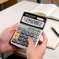 Calculatrice de bureau financière à double alimentation Huayang, 12 chiffres, grand écran LCD, pour le bureau, la comptabilité et l'utilisation professionnelle
