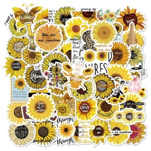 50Pcs Fresh Sunflower Sunshine Flowers Plant <strong>Yellow</strong> <strong>Sticker</strong> For Girl Paper Decal Notebook Luggage Decorative <strong>Stickers</strong> - Product Image 1