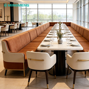 Ensemble de meubles de restaurant moderne MINGMENG, table en marbre, chaises en cuir PU, ensemble de salle à manger contemporain pour usage commercial - Product Image 1