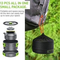 Ensemble de théière d'extérieur en acier inoxydable, couverts et batterie de cuisine de camping, écologique, capacité 1-2L, compatible gaz et induction
