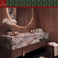 Dalle de marbre rose et vert GOLDKING naturelle quatre saisons pour cheminée, mur, îlot de cuisine, vasque, baignoire, sol, décoration intérieure