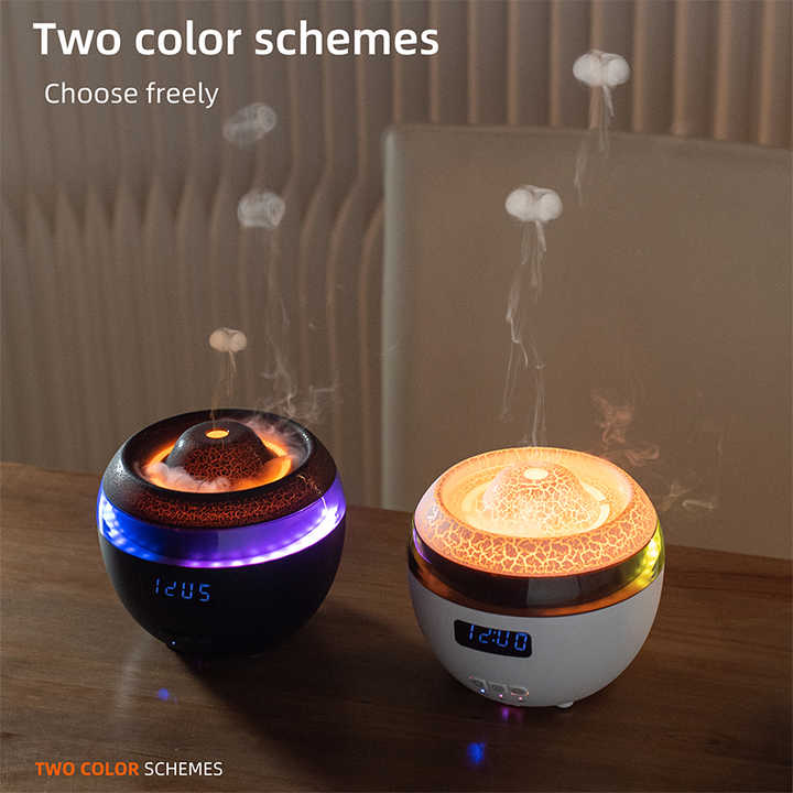 Crack Volcano Spray Jellyfish Ultrasonic Smoke Rings Clock Humidifier Aromatherapy Machine