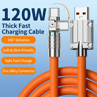 180 °   Cable Tipo-C Giratorio, Carga Rápida de 120W 6A, Cable de Datos Blindado con Trenzado de Aleación de Zinc para iPhone/Impresora