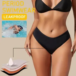 Intiflower celana dalam wanita, 4 lapisan anti bocor menstruasi pakaian dalam periode renang celana dalam pakaian renang Bikini bawah untuk wanita