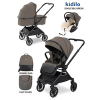 Poussette 3-en-1 Kidilo avec siège auto, nacelle et sac à langer, pliable, pour bébés de 0 à 3 ans