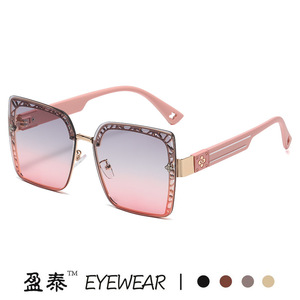 Lunettes de soleil carrées pour femmes Yingtai Eyewear, UV400, monture en plastique et métal, couleur jaune, lunettes de soleil de voyage tendance - Product Image 2