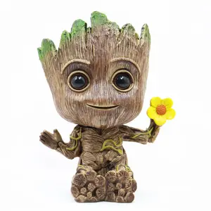 พิพิธภัณฑ์สัตว์น้ํา Groot ต้นไม้ Man ตกแต่งการ์ตูนรูปการกระทําตกแต่งสําหรับถังปลาดอกไม้ผู้ถือหม้อ Acuario เครื่องประดับพื้นหลัง