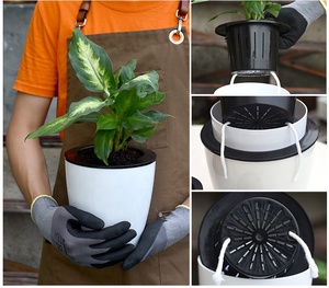 Pots Plastics Self Watering Plant Pot Deepbang Hot Sell White Small Large Size Self Watering Automatic Water Absorbent Planting Pots Lazy Flower Plastics Resin Pots