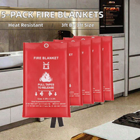 Couverture anti-feu d'urgence BAOAN FB01-BA rouge 39 x 39 en fibre de verre durable et flexible pour la suppression des incendies en cuisine, usage domestique/éducatif