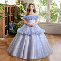 Robe de princesse en tulle de luxe pour filles, robe de bal à volants, tenue de soirée scintillante, sur mesure, OEM, vente en gros pour mariage, fête d'anniversaire, 90-150 cm