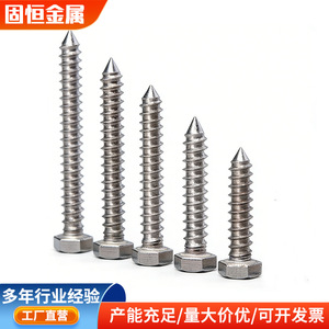Tornillos para Madera de Cabeza Hexagonal Sólidos y Resistentes, Acero Inoxidable 304 DIN571, Totalmente Roscados, Uso Estándar - Product Image 3