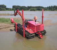 Mini drague amphibie à bras longue portée avec moteur diesel, pompe et boîte de vitesses pour le dragage fluvial