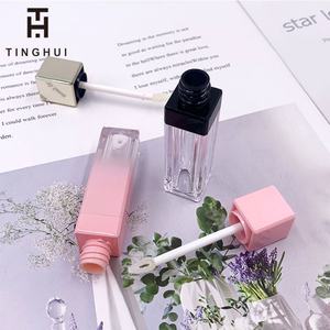 Tube de brillant à lèvres carré rose dégradé avec pinceau, prix usine, conteneur vide - Product Image 5