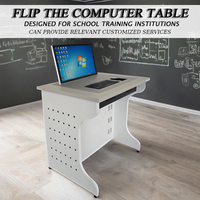 Bureau d'ordinateur étudiant de haute qualité pour salle d'ordinateurs en classe Design rabattable avec écran LCD caché