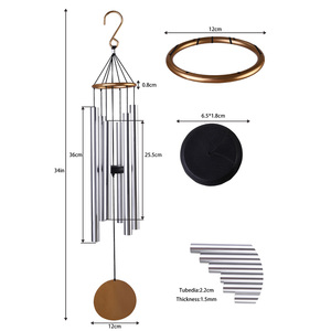 Estilo europeo 34 pulgadas jardín al aire libre decoración colgante 6 tubos de aluminio música campanas de viento regalo creativo inspirado atrapasueños - Product Image 3