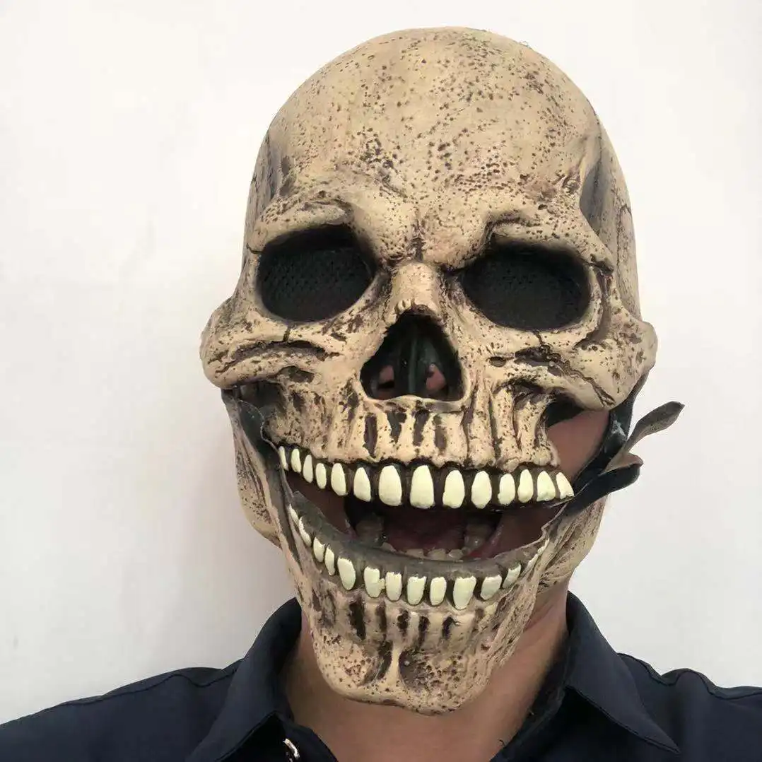 Nicro disfraz Cosplay fiesta Halloween suministros boca móvil Zombie mueca miedo Prop tocado Halloween calavera máscara de látex