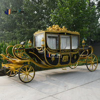 Carroza Eléctrica Multiusos con Adornos Dorados para Parques de Atracciones, Bodas y Recorridos Turísticos