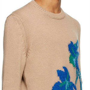 कनिटवियर कस्टम डिजाइन लोगो लुभावनी उच्च गुणवत्ता वाली कंट्रास्ट जैक्वार्ड लेटर ब्रश मोटे अल्पा ऊन पल्लोवर स्वेटर - Product Image 5