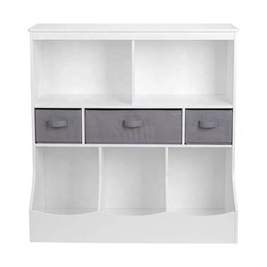 Cube de rangement de livres en bois pour meubles, organisateur de salon pour enfants, <span class=keywords><strong>blanc</strong></span> personnalisé, armoire pour enfants avec tiroir en tissu - Product Image 3